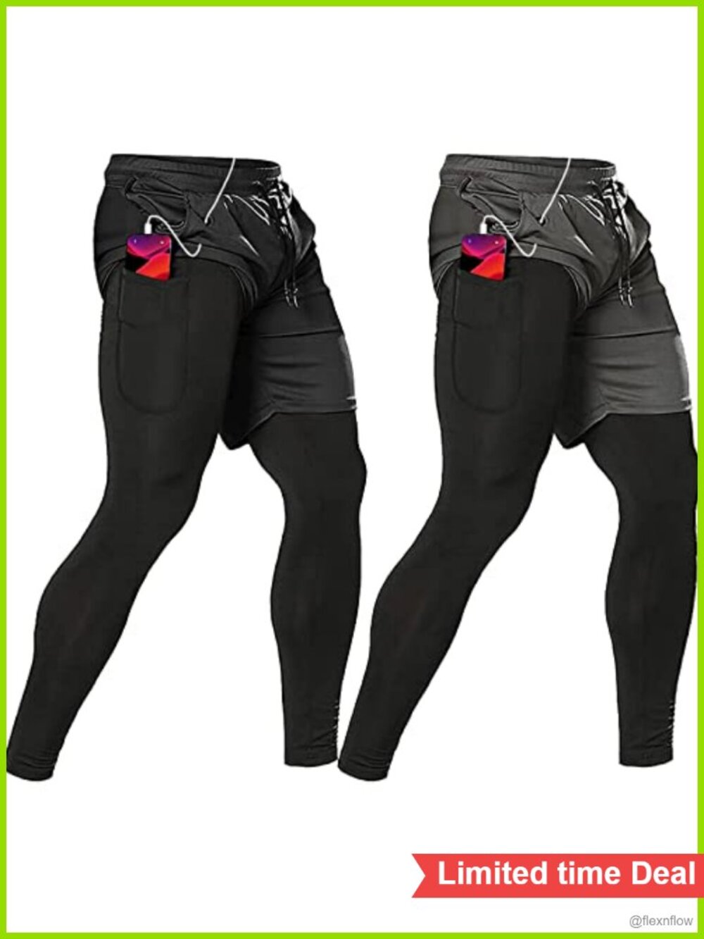 2 in 1 Running Pants with Mesh Shorts Quick Dry Compression